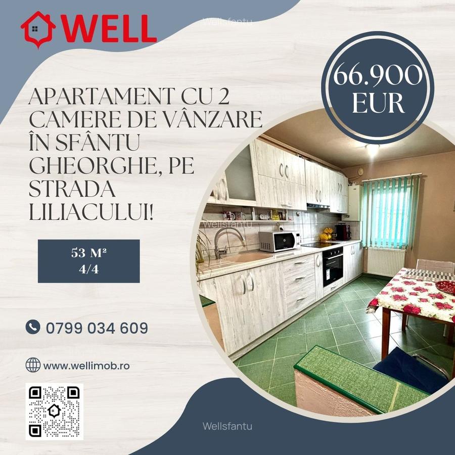 Apartament cu 2 camere de vânzare în Sfântu Gheorghe, pe strada Liliacului! - 1