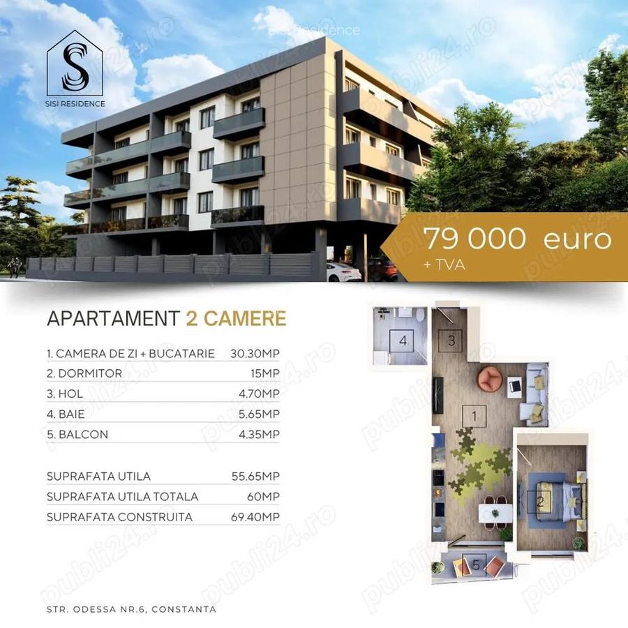 Apartament 2 camere, Bloc Nou, Sisi Residence, Tomis Nord, Constanta - 1