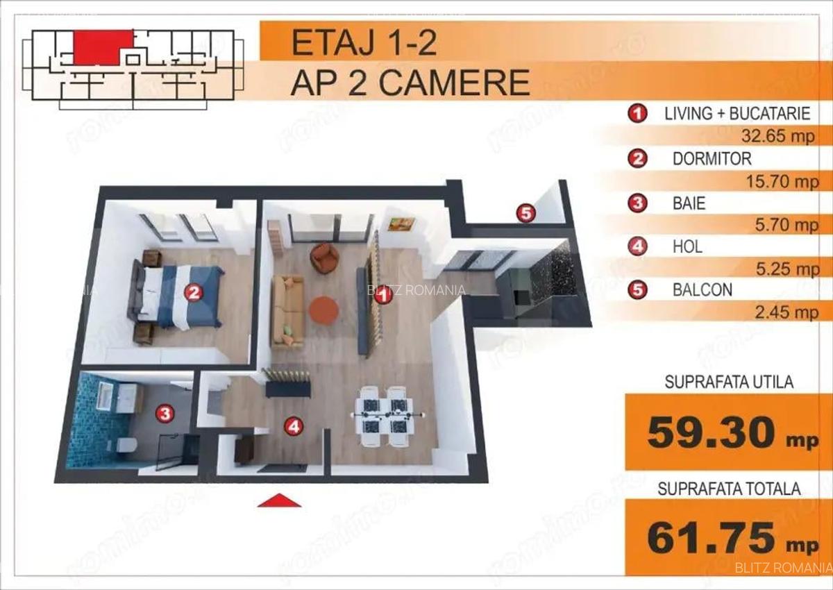 Comision 0%! Apartament 2 camere, EXCLUSIV in Blitz, zona Imparatul Traian - 1