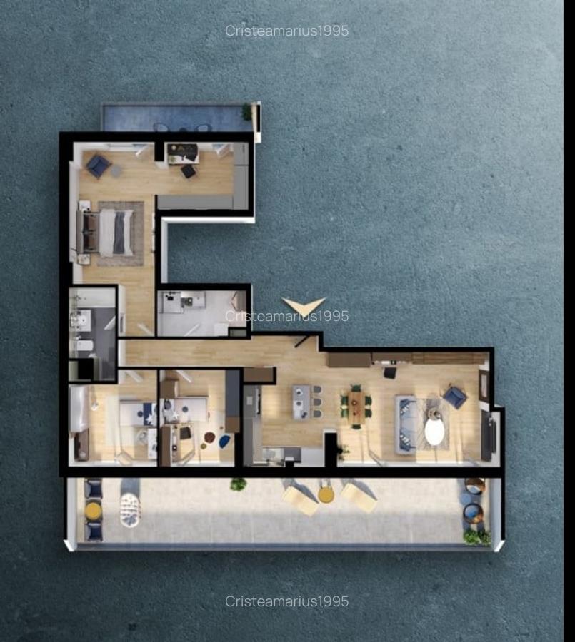 Apartament 4 camere,2 bai, terasa 60 m , super view, Bloc Premium - 12 Apartament 4 camere,2 bai, terasa 60 m , super view, Bloc Premium - 12