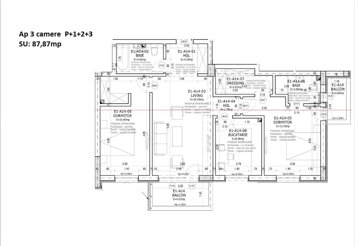Apartament 3 camere de vânzare în proiectul rezidențial Smile – Etaj 3, 88 mp - 1