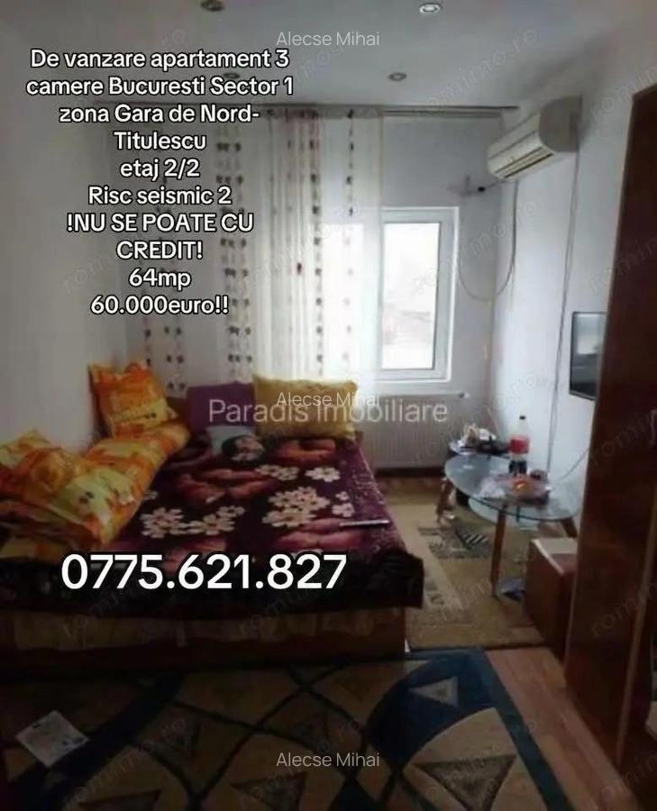 De vanzare apartament 3 camere zona Gara de Nord cu Basarab Titulescu - 1