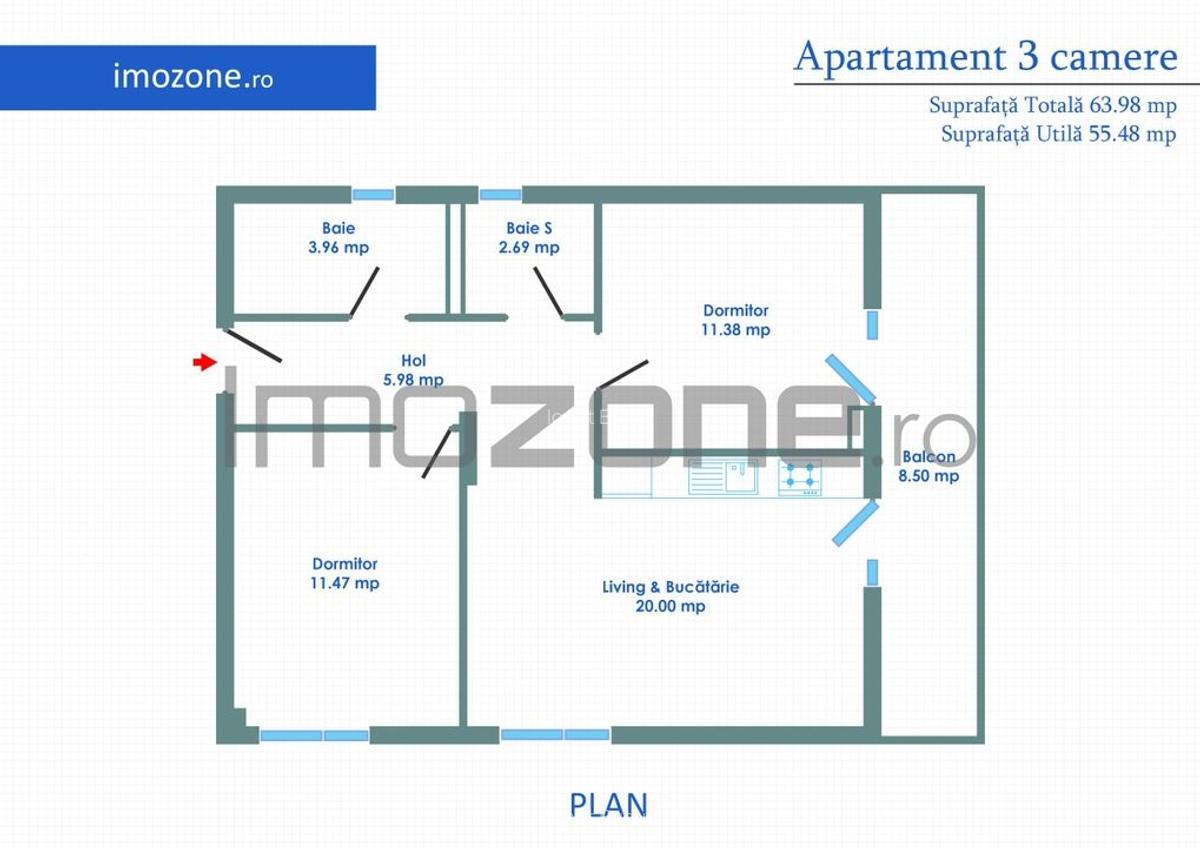Strada Ghidigeni, zona Raul Doamnei, 3 camere, bloc nou, 2 bai, DOAR PLATA CASH - 22