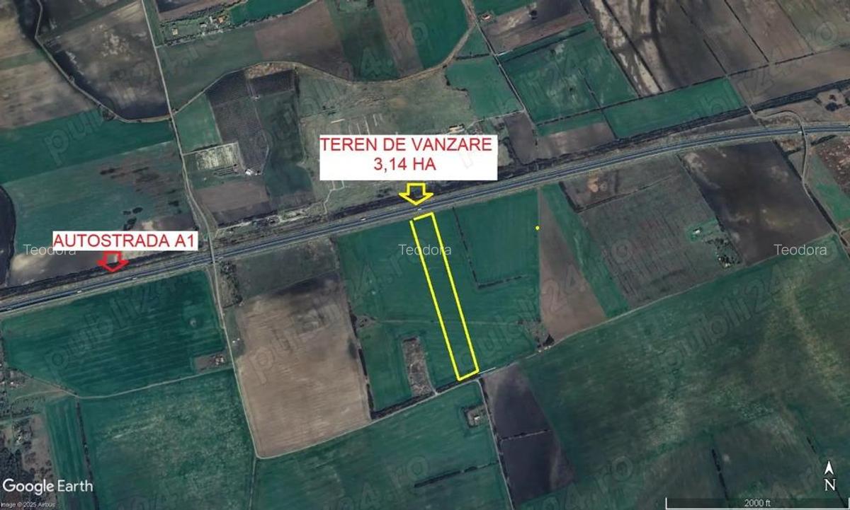 3,14 ha teren langa autostrada A1, pret de ocazie - 1