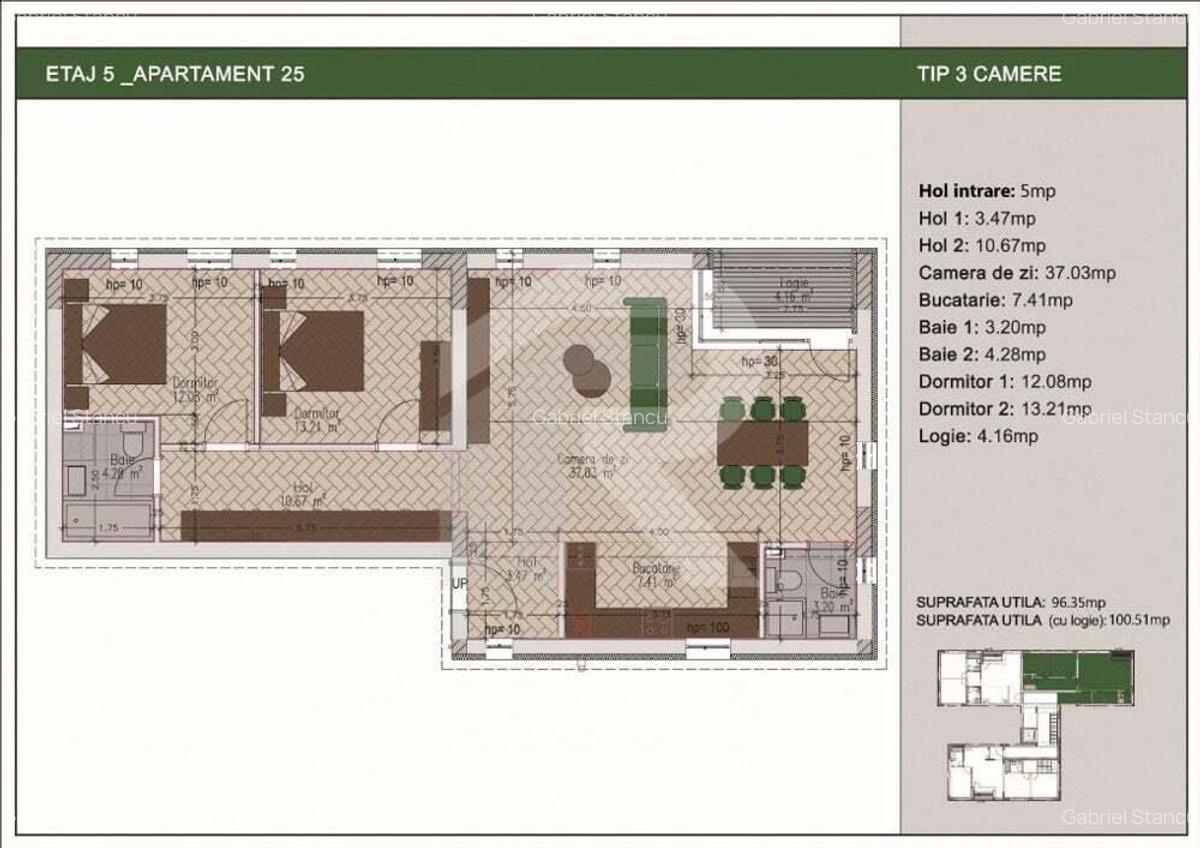Duplex 3 camere cu terasa de 85mp in bloc nou, zona Nerva Traian, Timpuri Noi ! - 2