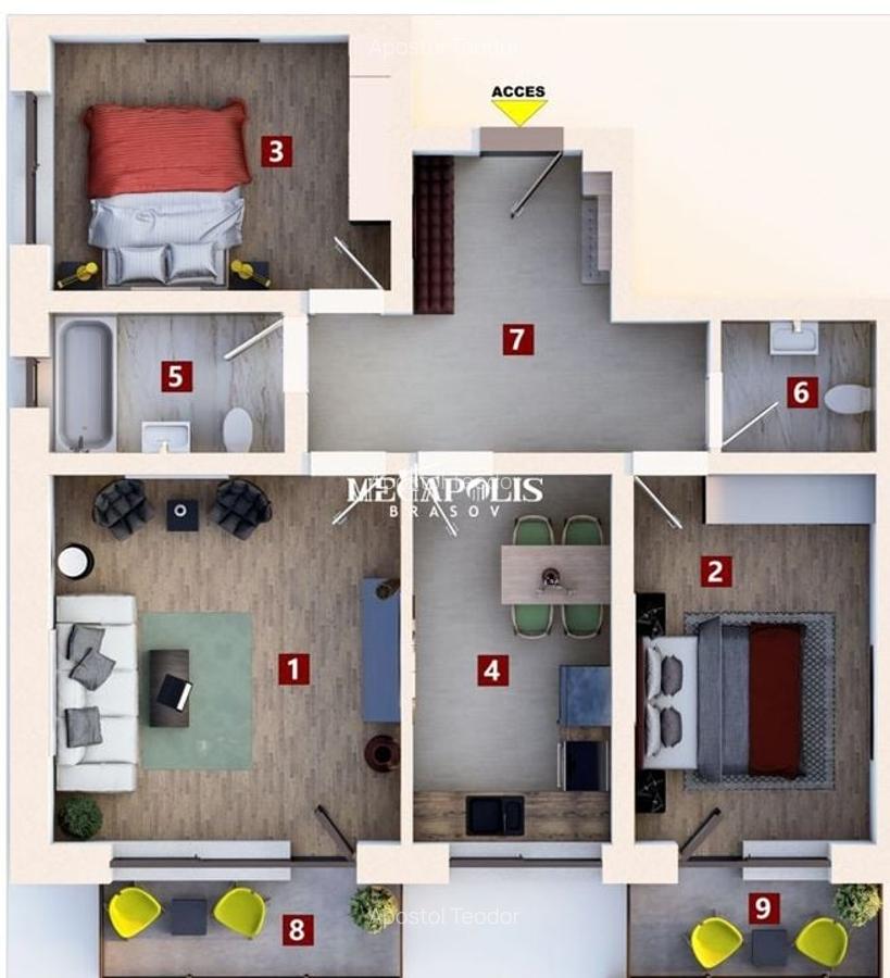 Apartament 3 Camere Decomandat-2 Bai/ 2026/ TVA inclus - 2