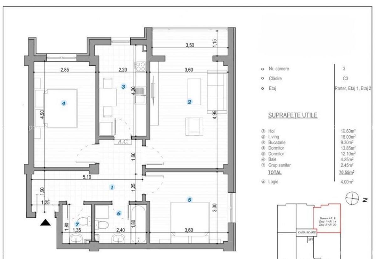 TVA 21% INCLUS! COMISION 0% ! 3 CAMERE BLOC NOU POPAS PACURA - 16