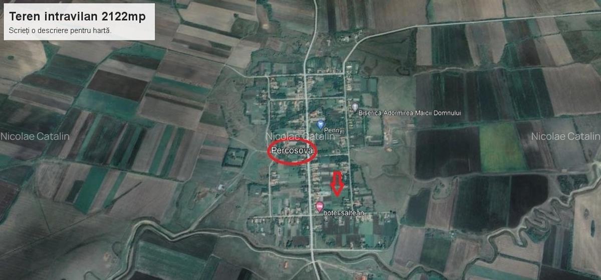 Comision 0% - Percosova, teren intravilan 2.122mp, front stradal 17.70ml - 3