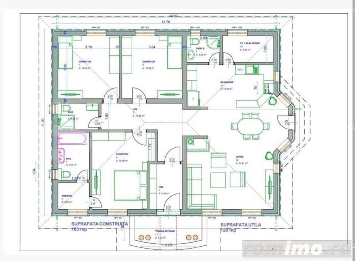 Casa 129mp utili, 500 mp, incalzire in pardoseala, Sanpetru - 5