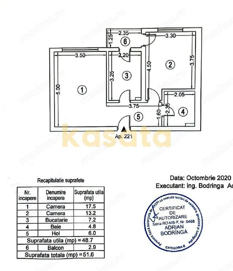 Apartament 2 Camere Regie Residence Grozave?ti, 52mp, Etaj 4/11 - 13