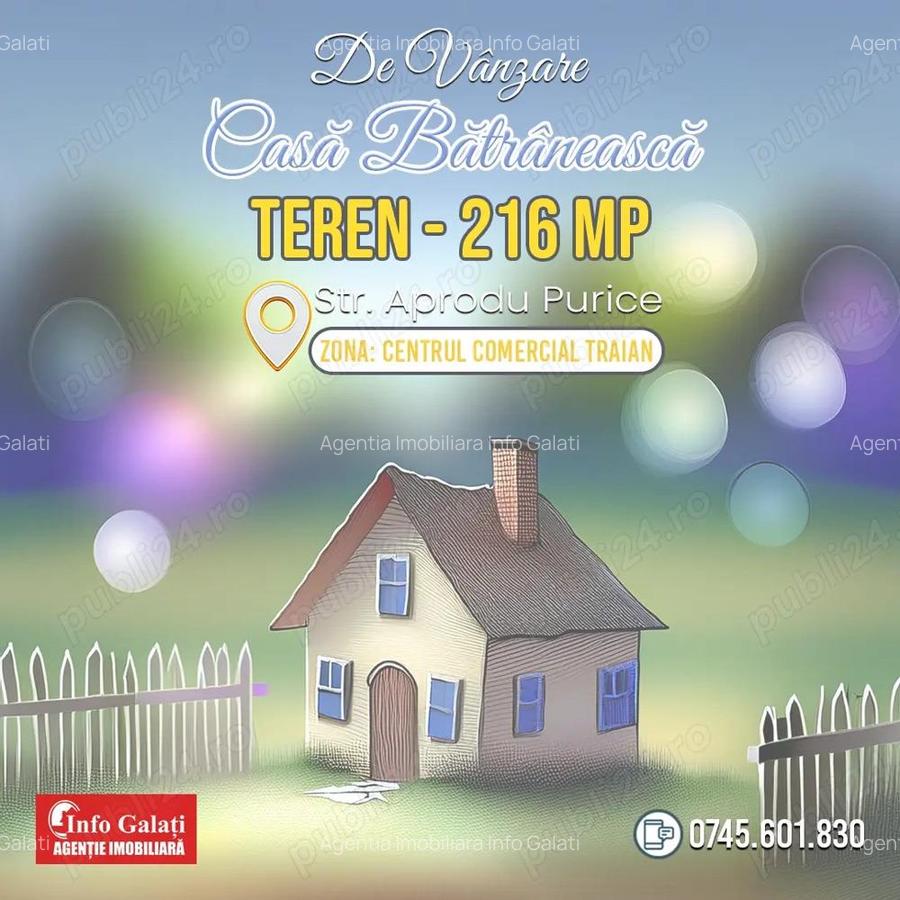 | Teren 216 mp | Casa batraneasca | Str. Aprodu Purice | Toate utilitatile | - 1