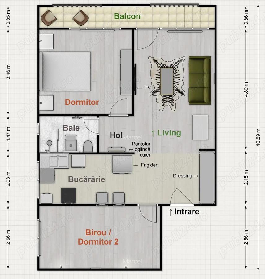 Inchiriez apartament complet renovat 3 camere zona parcului central 67m (Prima inchiriere) - 2 Inchiriez apartament complet renovat 3 camere zona parcului central 67m (Prima inchiriere) - 2