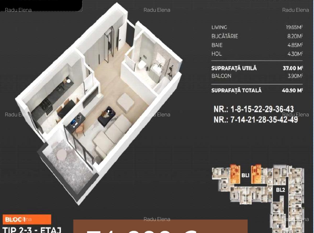 Berceni Popesti-Metrou Garsoniera 40.90mp- pret 71600 euro - 2