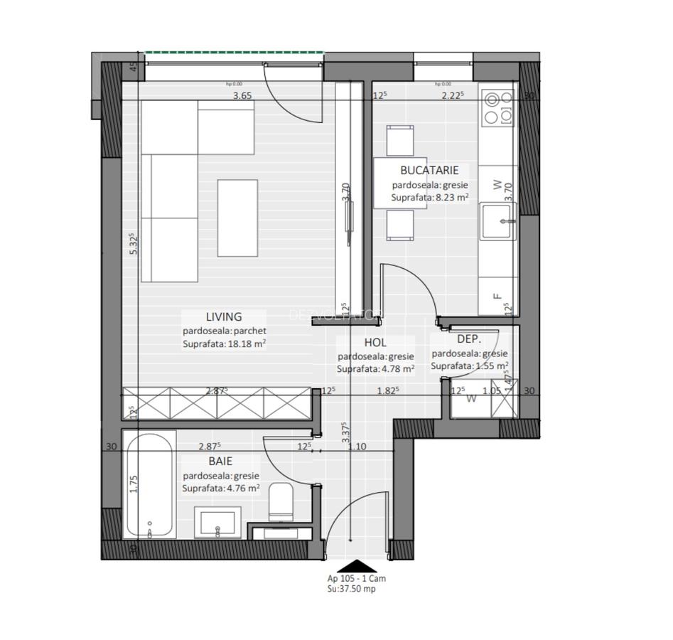 Apartament 1 camera - 38 mp *Zona Centrala *Predare 2025 - 2