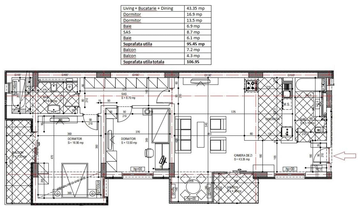 Apartament cu 3 camere semidecomandat în 13 Septembrie - 13