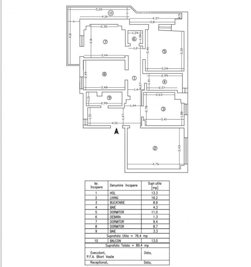 Apartament de vanzare 4 camere si 2 bai, zona Pacurari- Mimoza, Iasi - 1