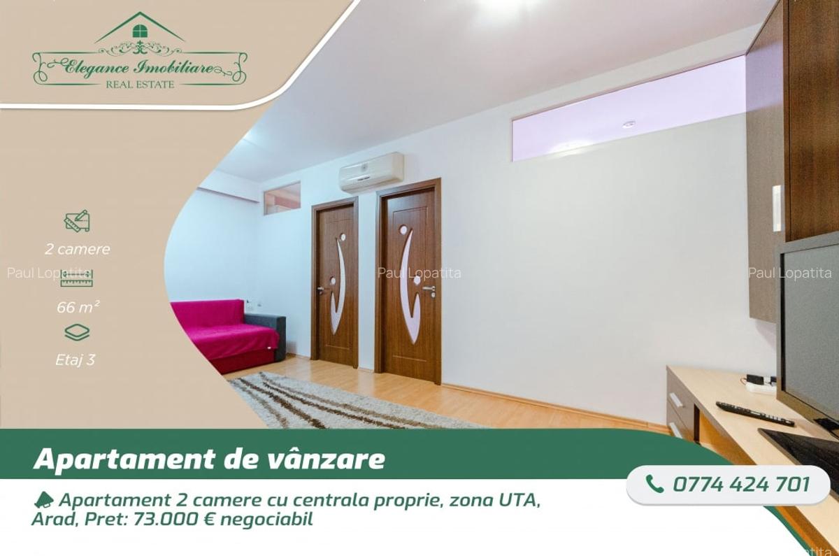 Apartament 2 camere cu centrala proprie, zona UTA, Arad - 1