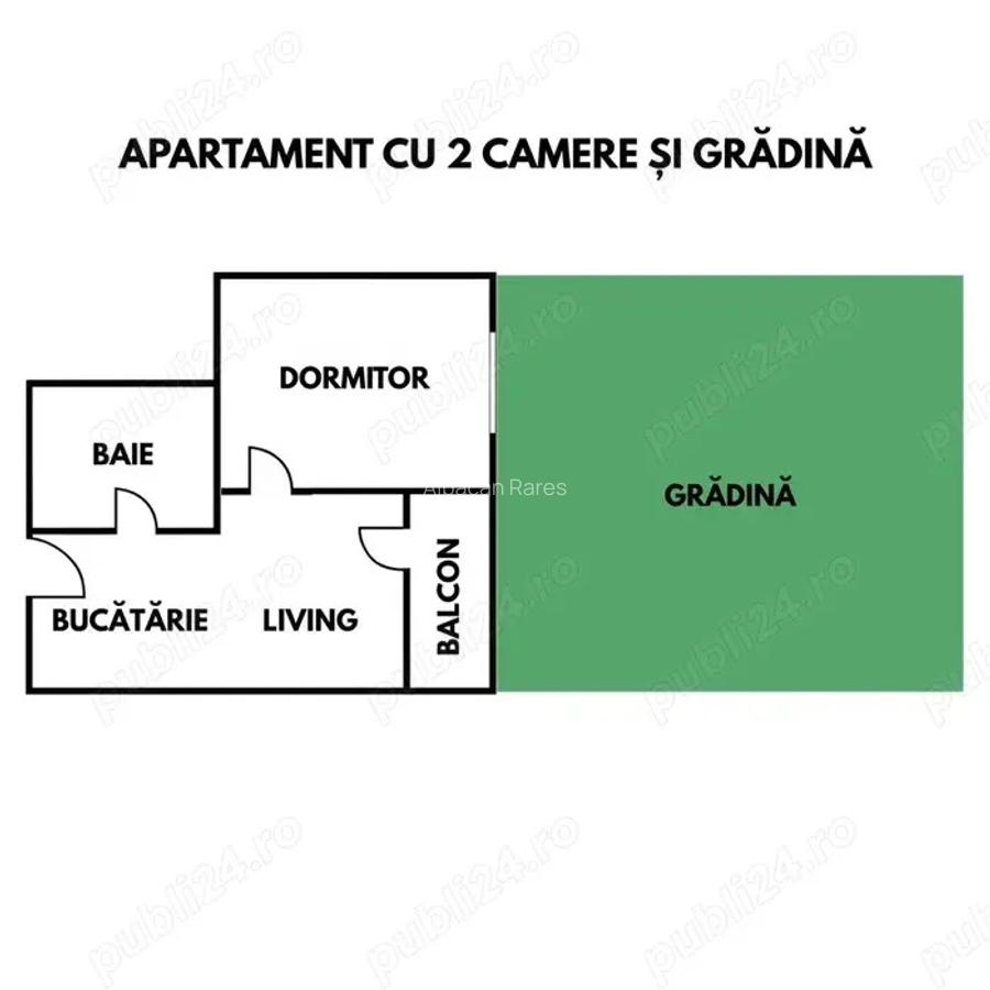 Apartament 2 camere, cu gradina - 7