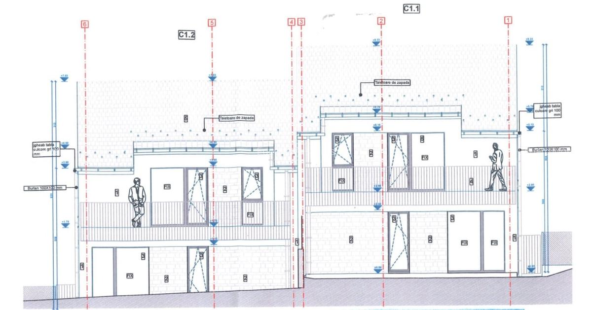 Proiect autorizat 4 duplexuri (8 unitati) - teren intravilan 2700 mp Chinteni - 2