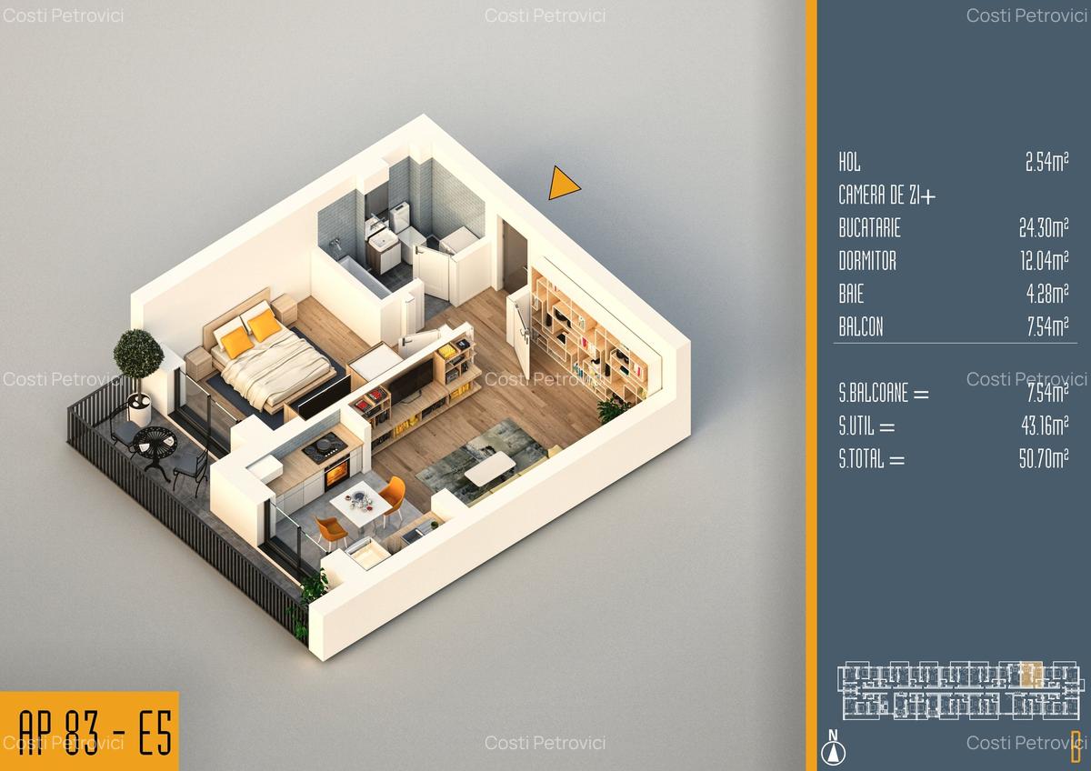 Apartament 2 camere | 52 mp utili + balcon 9 mp | Zona Pallady – Modern, Luminos - 7