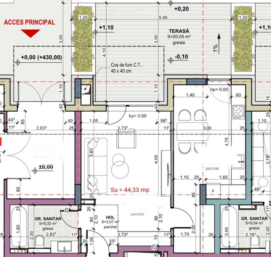 2 camere, terasa 20 mp, garaj, TVA Inclus,cartier TERRA, zona Oasului - 4
