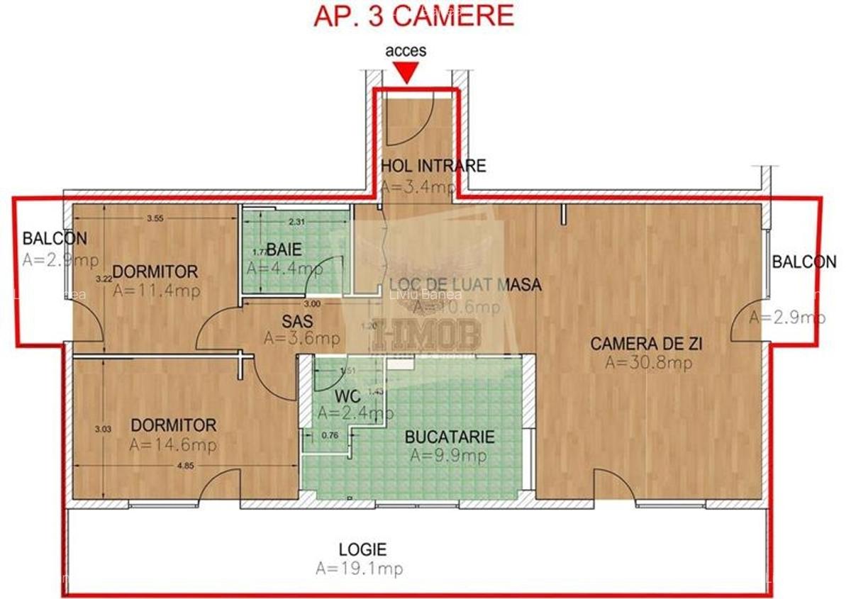 Apartament cu 3 camere decomandat în Hipodrom 1 - 12
