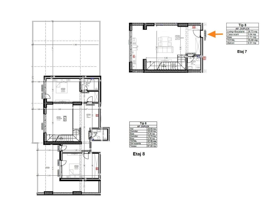 3 camere - tip Duplex - 200mp - Terasa Privata - Lux pe doua Nivele - 8