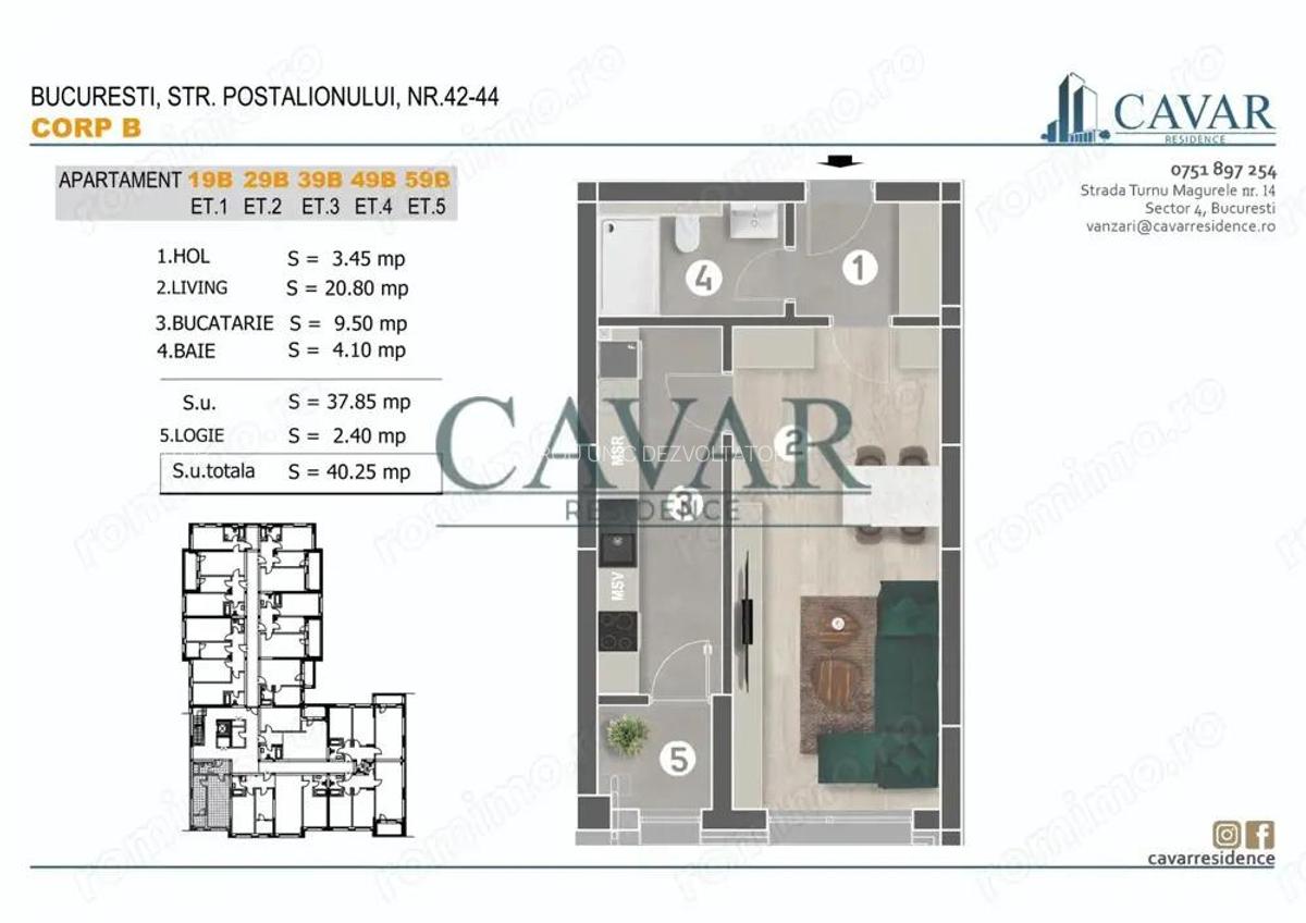 Proiect Cavar Residence Garsoniera 40 mp - 7