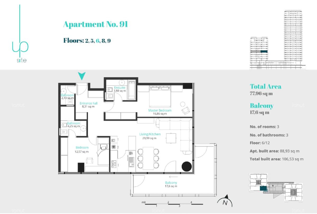Apartament 3 camere | UpSite by Atenor | Etaj 6 |  | 399.000 euro - 10