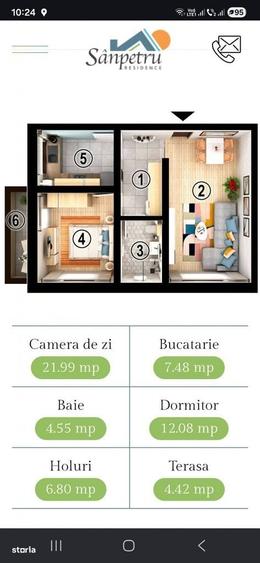 Apartament cu 2 camere în Sânpetru