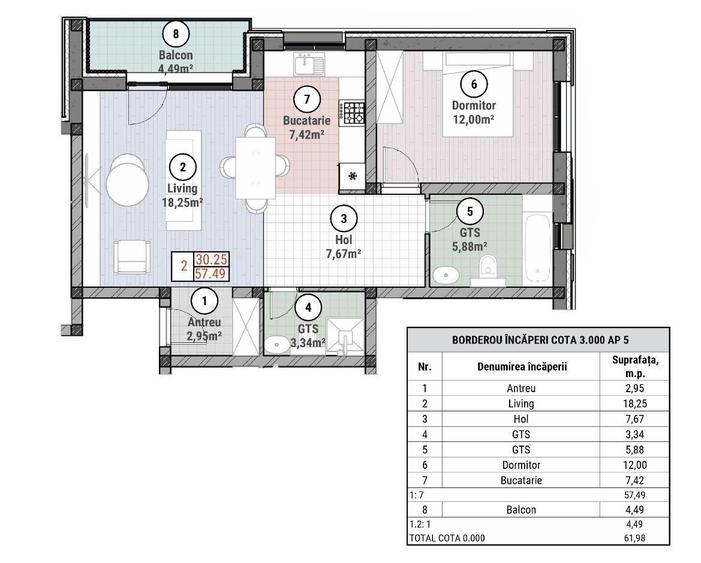 Apartament cu 2 camere în Moșnița Nouă
