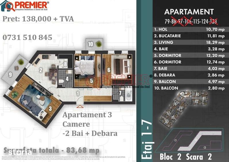 Apartament cu 3 camere decomandat în Metalurgiei
