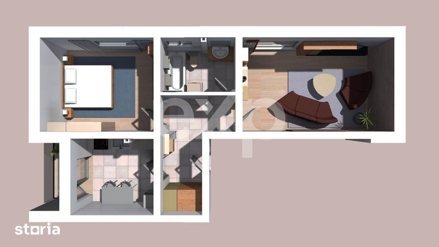 Apartament cu 2 camere decomandat în Central