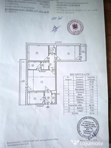 Apartament cu 3 camere semidecomandat în Timișoara