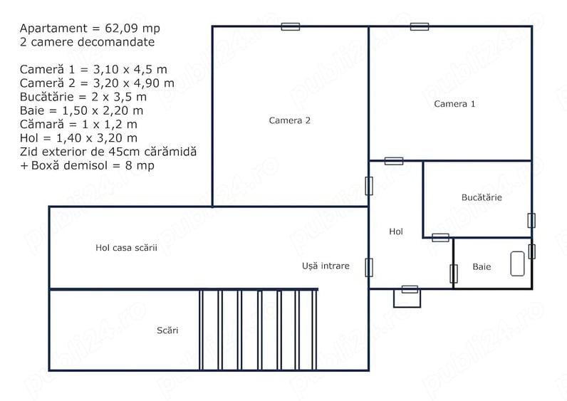 Apartament cu 2 camere decomandat în Luncă