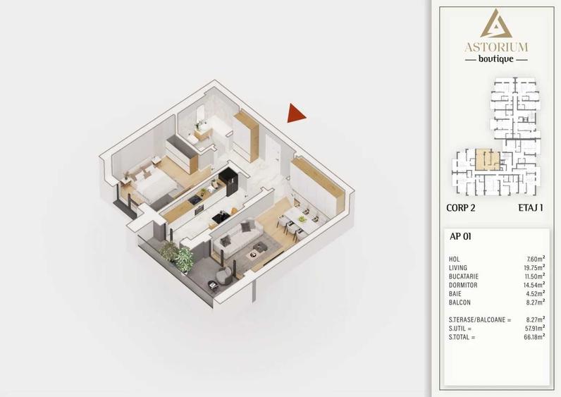 Apartament cu 2 camere nedecomandat în Cățelu