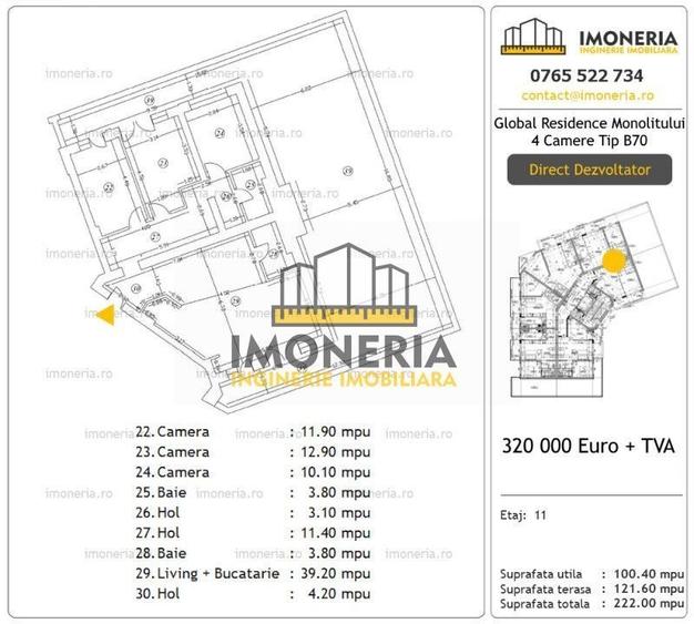 Apartament cu 4 camere în Mihai Bravu