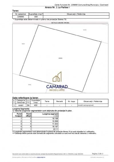 Teren Construcții intravilan de 800 mp, în Costinești