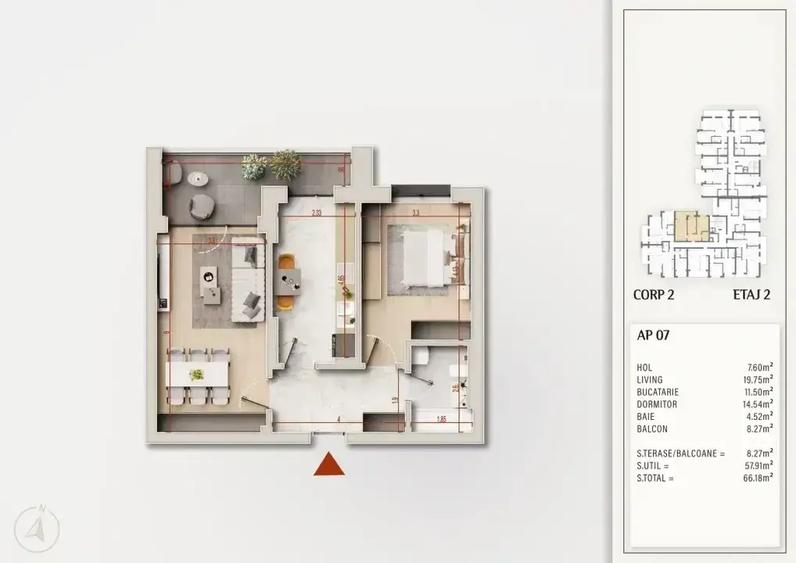Apartament cu 2 camere decomandat în Theodor Pallady