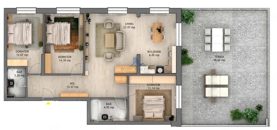 Apartament cu 4 camere decomandat în Central