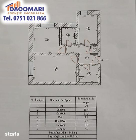 Apartament cu 2 camere decomandat în Tractorul