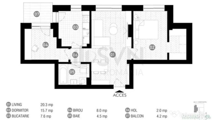 Apartament cu 3 camere decomandat în Băneasa