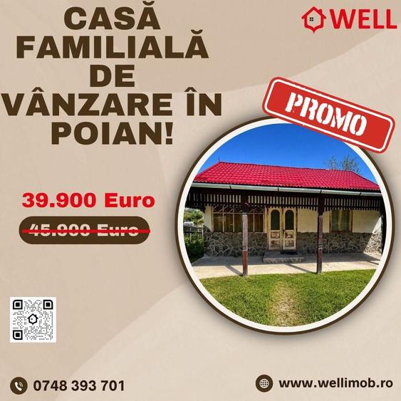 Casă individuală cu 2 camere cu Teren 800 Mp în Poian