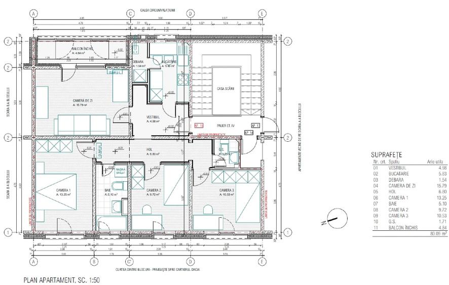 Apartament cu 4 camere decomandat, mobilat în Circumvalațiunii
