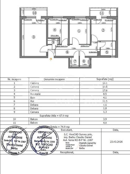 Apartament cu 3 camere decomandat în Rahova