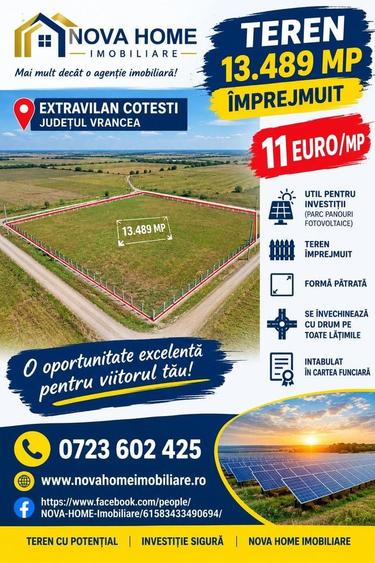 Teren agricol extravilan de 13489 mp, în Cotești