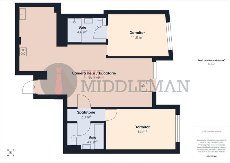Apartament cu 3 camere nedecomandat în Grivița
