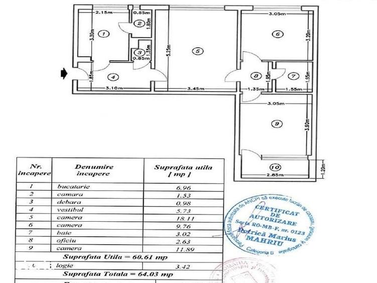 Apartament cu 3 camere semidecomandat în Dristor