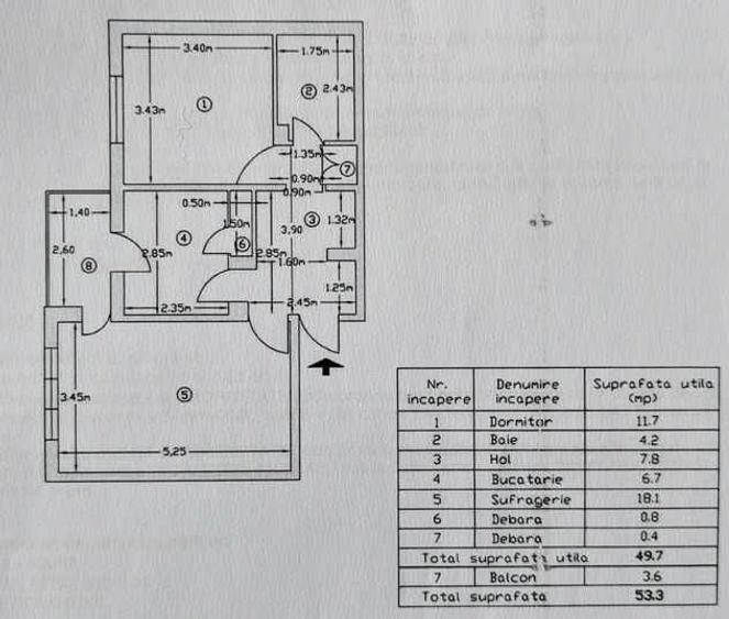 Apartament cu 2 camere decomandat în Sud
