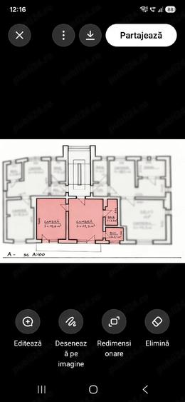 Apartament cu 2 camere semidecomandat în Exterior Vest